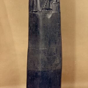 HAMMURABIs CODE. Black basalt stele. Late Larsa, c1792-1750 B. C
