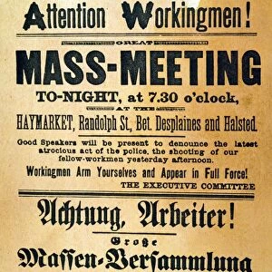 Handbill in English and in German calling the mass meeting at Haymarket Square, Chicago, May 4, 1886