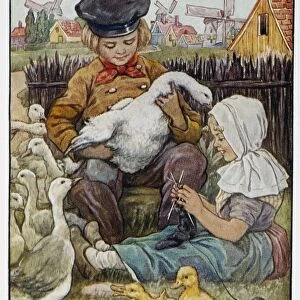 HANS BRINKER, 1865. Hans Brinker and Gretel the Goose-girl from Hans Brinker, Or
