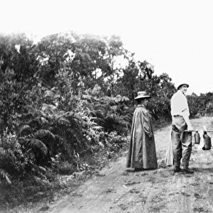 HAWAII, 1912. Two men and a woman, identified as Mrs