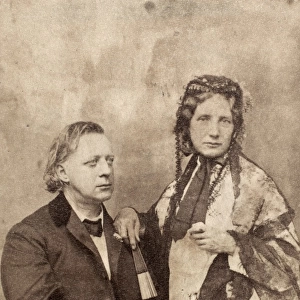 HENRY WARD BEECHER (1813-1887). American clergyman. With his sister, author Harriet Beecher Stowe (1811-1896). Original carte-de-visite photograph, 1868