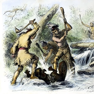 HIAWATHA: HUNTING. Engraving after Felix O. C. Darley from a 19th century edition of Henry Wadsworth Longfellows The Song of Hiawatha
