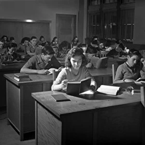 HIGH SCHOOL CLASS, 1942. Students in a high school business class in New Bedford, Massachusetts