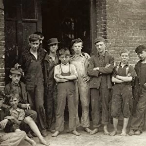 HINE: CHILD LABOR, 1910. A group of young workers at a cotton mill in North Pownal, Vermont