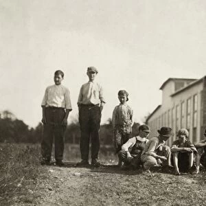 HINE: CHILD LABOR, 1912. A group of young doffers at the Liberty Cotton Mill in Clayton