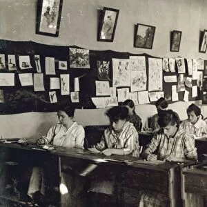 HINE: CLASSROOM, 1917. Art class at the Training School for Deaf Mutes in Sulphur, Oklahoma