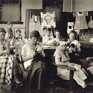 HINE: CLASSROOM, 1917. Sewing class at the Training School for Deaf Mutes in Sulphur, Oklahoma