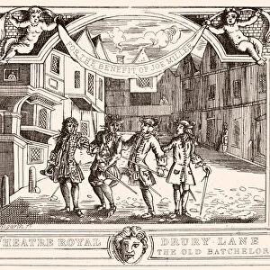 HOGARTH: OLD BACHELOR. Theater ticket, designed and engraved by William Hogarth, to a performance of William Congreves The Old Bachelor for the benefit of the English actor, Joe Miller (1684-1738)