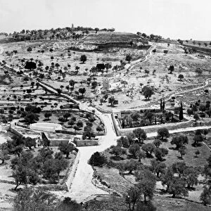 HOLY LAND. Aerial view of the Mount of Olives and the Tomb of Virgin Mary (bottom)