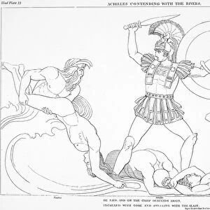 HOMER: THE ILIAD. Achilles contending with the Rivers. Line engraving, 1793, by Thomas Piroli after John Flaxman