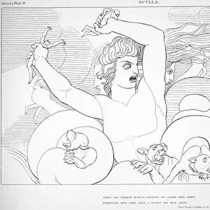 HOMER: THE ODYSSEY. Scylla. Line engraving, 1805, by James Neagle after the drawing by John Flaxman
