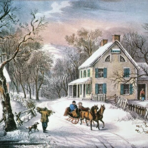 HOMESTEAD WINTER, 1868. Lithograph, 1868, by Currier & Ives