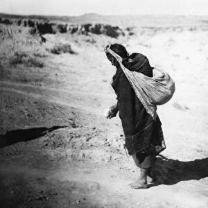 HOPI FARMER, c1900. A Hopi woman sowing grain at a pueblo in northeastern Arizona