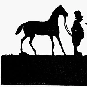 THE HORSE DEALER. Silhouette by German artist Paul Konewka, 19th century