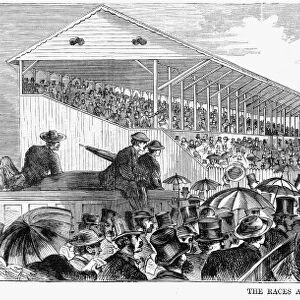 HORSE RACING, 1867. The races at Saratoga, August 7, 8, 9. Engraving, 1867