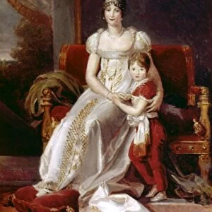 HORTENSE de BEAUHARNAIS (1783-1837). Queen of Holland, 1806-1810. With her son