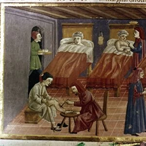 A HOSPITAL. Illumination from a 13th century translation of a treatise by Avicenna