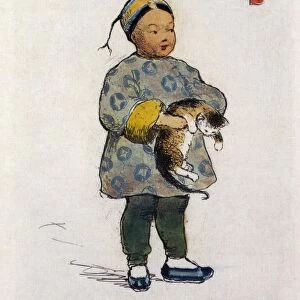 HYDE: CAT AND CHERUB, 1897. The Cat and the Cherub. A Chinese boy holding a cat