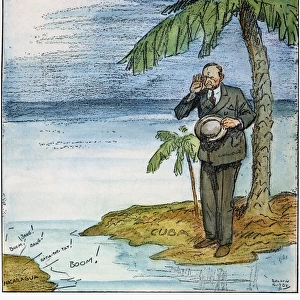 Do I Hear Firing? Cartoon by Rollin Kirby following the news of the ordering of an additional one thousand U. S. Marines to Nicaragua by President Calvin Coolidge in 1928