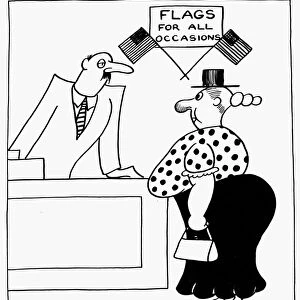 I want a flag for the bank holiday. Cartoon, 1933, by Otto Soglow on the bank holiday declared by the newly inaugurated President Franklin D. Roosevelt