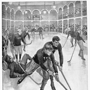 ICE HOCKEY, 1896. An in-door game of hockey on artificial ice. Yale vs St. Nicholas at the St
