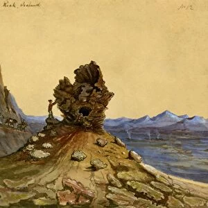 ICELAND, 1862. The Tintron rock in Iceland. Drawing by Bayard Taylor, 1862