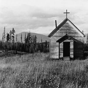 IDAHO: RURAL CHURCH, 1939. An abandoned church in cut-over area in Boundary County, Idaho