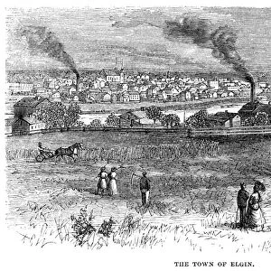 ILLINOIS: ELGIN, 1869. The town of Elgin, Illinois. Wood engraving, American, 1869