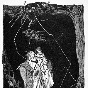 Illustration of the dungeon scene from Johann Goethes Faust. Pen-and-ink drawing by Harry Clarke