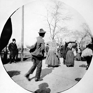 IMMIGRANTS: CASTLE GARDEN. Newly arrived immigrants at Castle Garden, New York City