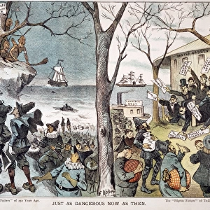 IMMIGRATION CARTOON, 1883. American cartoon by Frederick Burr Opper, 1883, suggesting
