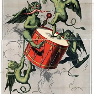 IMPS AND DRUM. Lithograph, 1870