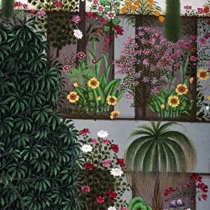 INDIA: GARDEN. Indian miniature painting from Udaipur