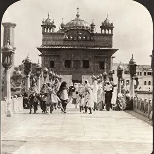INDIA: GOLDEN TEMPLE, c1907. Beautiful white marble causeway leading to the Golden Temple