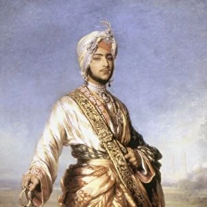 INDIA: MAHARAJA, 1854. Maharaja Dalip Sing (1838-1883): oil on canvas, 1854, by F
