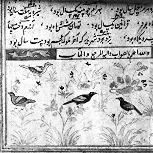INDIA: MUGHAL MANUSCRIPT. A bird design below a list of Persian kings