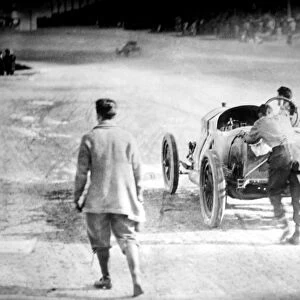 INDIANAPOLIS 500, 1912. Driver Ralph DePalma, right, and his riding mechanic Rupert