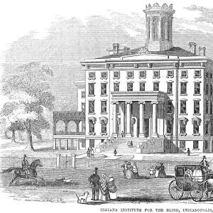 INSTITUTE FOR BLIND, 1854. Indiana Institution for the Blind at Indianapolis. Wood engraving, 1854