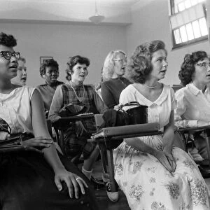An integrated classroom at Anacostia High School, Washington, D. C. Photograph by Warren Leffler, 1957