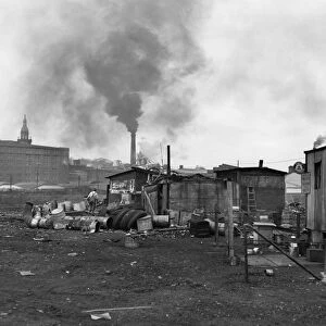 IOWA: DUBUQUE, 1940. Shacks occupied by salvagers on edge of city dump in Dubuque, Iowa