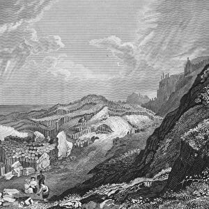 IRELAND: GIANTs CAUSEWAY. The Giants Causeway in County Antrim, Northern Ireland. Steel engraving, American, c1835