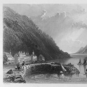 IRELAND: ROSTREVOR, c1840. View of the pier at Rostrevor, on Carlingford Lough, County Down, Northern Ireland. Steel engraving, English, c1840, after William Henry Bartlett