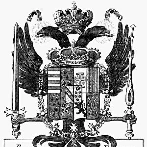 ITALIAN COAT OF ARMS. Coat of Arms of Francesco I de Medici (1541-1587), Grand Duke of Tuscany. French copper engraving, 18th century, from Denis Diderots Encyclopedia