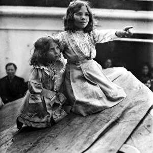 ITALIAN IMMIGRANTS, 1919. Two young Italian immigrant girls aboard a steamship bound for America