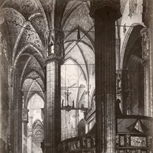 ITALY: MILAN CATHEDRAL. Interior of the Milan Cathedral in Milan, Italy. Engraving