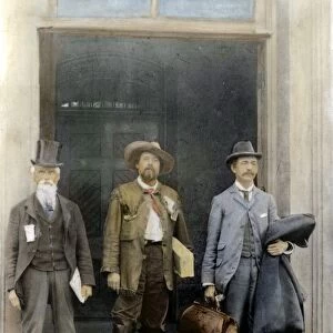 JACOB COXEY, 1894. Coxey (right) with his followers Columbus Jones (left) and Carl