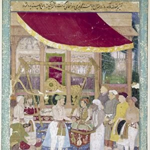 JAHANGIR (1569-1627). Mughal emperor of India. Jahangir weighing his son, Prince Khurram