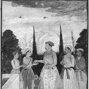 JAHANGIR (1569-1627). Mughal emperor of India. Jahangir with his five sons in a garden