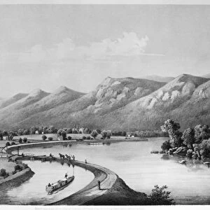 JAMES RIVER CANAL, 1857. The James and Kanawha Canal near the mouth of the North River, Virginia