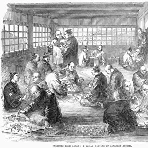 JAPAN: ARTISTS, 1866. A Social Meeting of Japanese Artists. Wood engraving, English, 1866